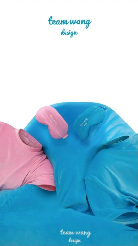 Close-up of intertwined blue and pink fabric forms